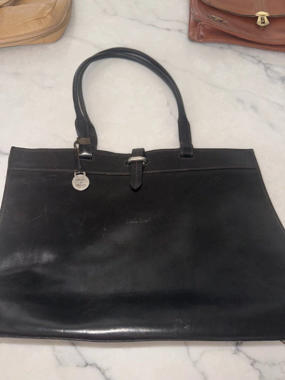 Vintage Dooney & Bourke Black Leather Tote Designer Handbag
